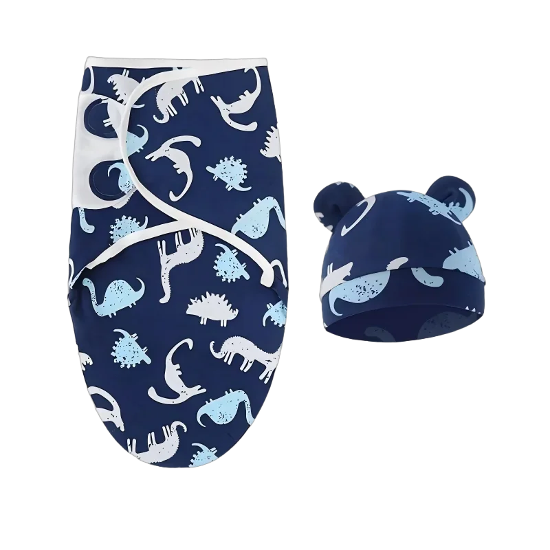 Set Copertina Avvolgente Per Neonati Con Cappellino